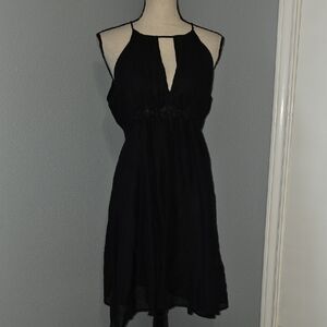 Poetry Black Halter-Keyhole Mini Dress